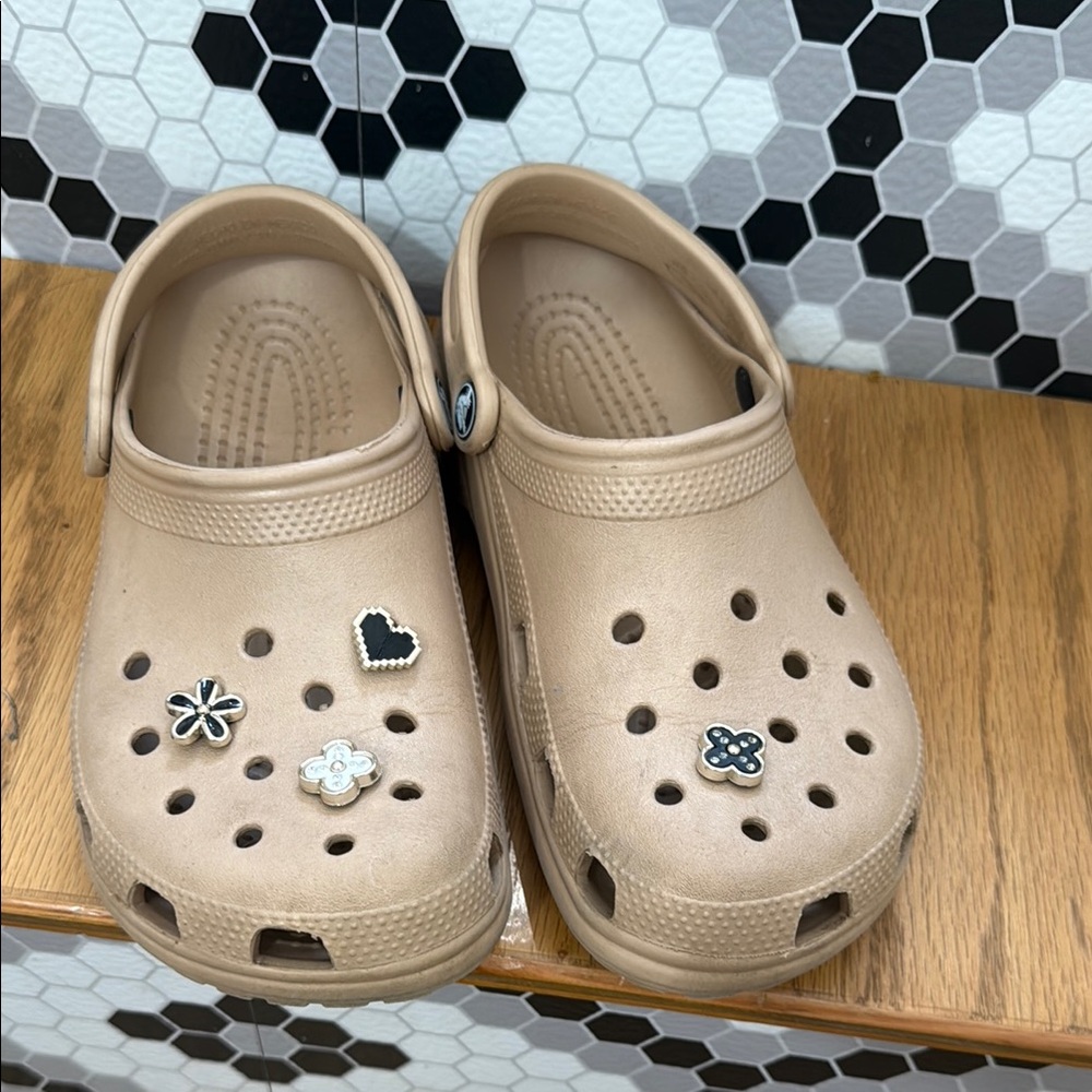 CROCS Tan Sandals with Ventilation and Pivoting Heel Strap